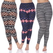 White Mark Women's Pack of 3 Plus Size Casual Leggings