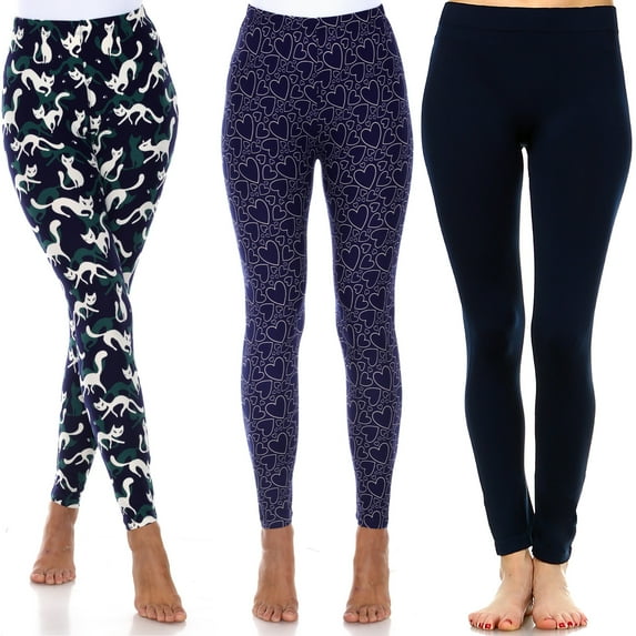 White Mark Women's Pack of 3 Printed Leggings