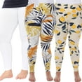 thumbnail image 1 of White Mark Women's Pack of 3 Tropical Printed Leggings, 1 of 2