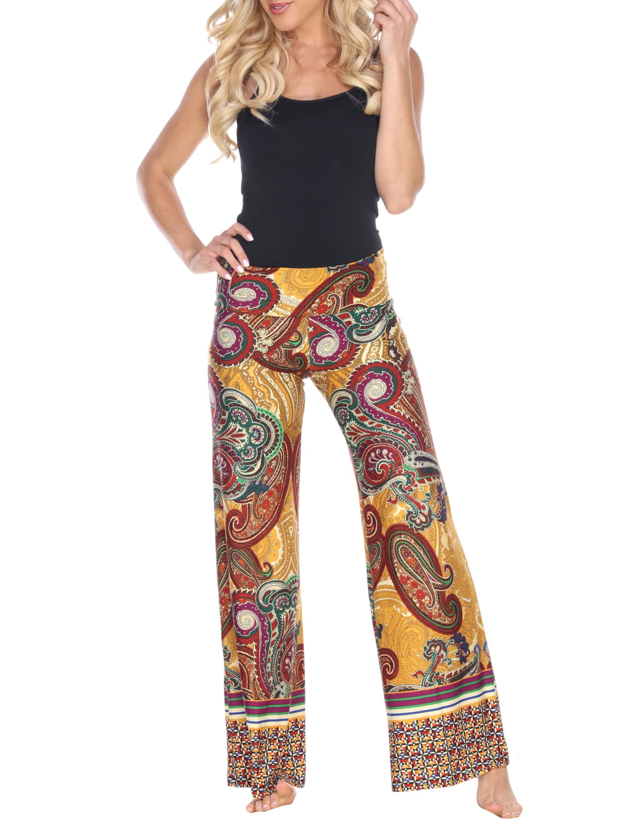 White Mark Women's Paisley Printed Palazzo Pants