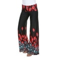thumbnail image 1 of White Mark Women's Peacock Printed Palazzo Pants, 1 of 4