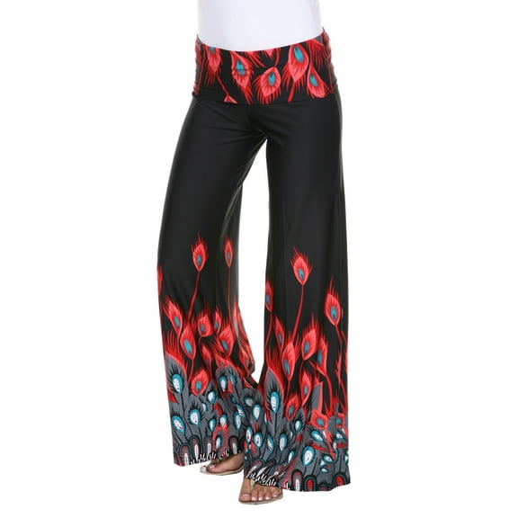 White Mark Women's Peacock Printed Palazzo Pants