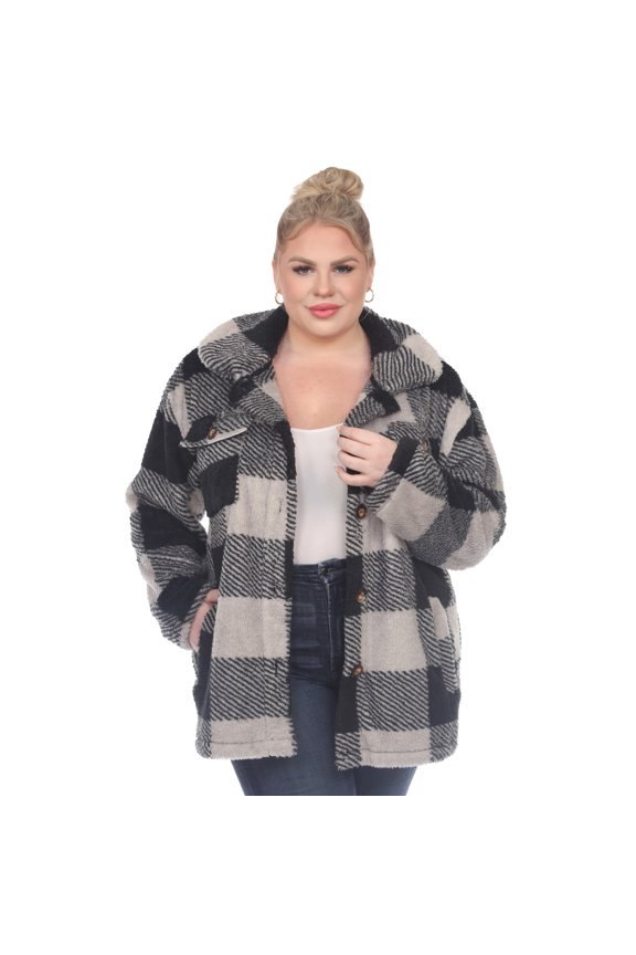 Women's Plaid Sherpa Shacket Jacket