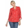 thumbnail image 1 of White Mark Women's Pleated 3/4 Sleeve Leaf Print Blouse, 1 of 5