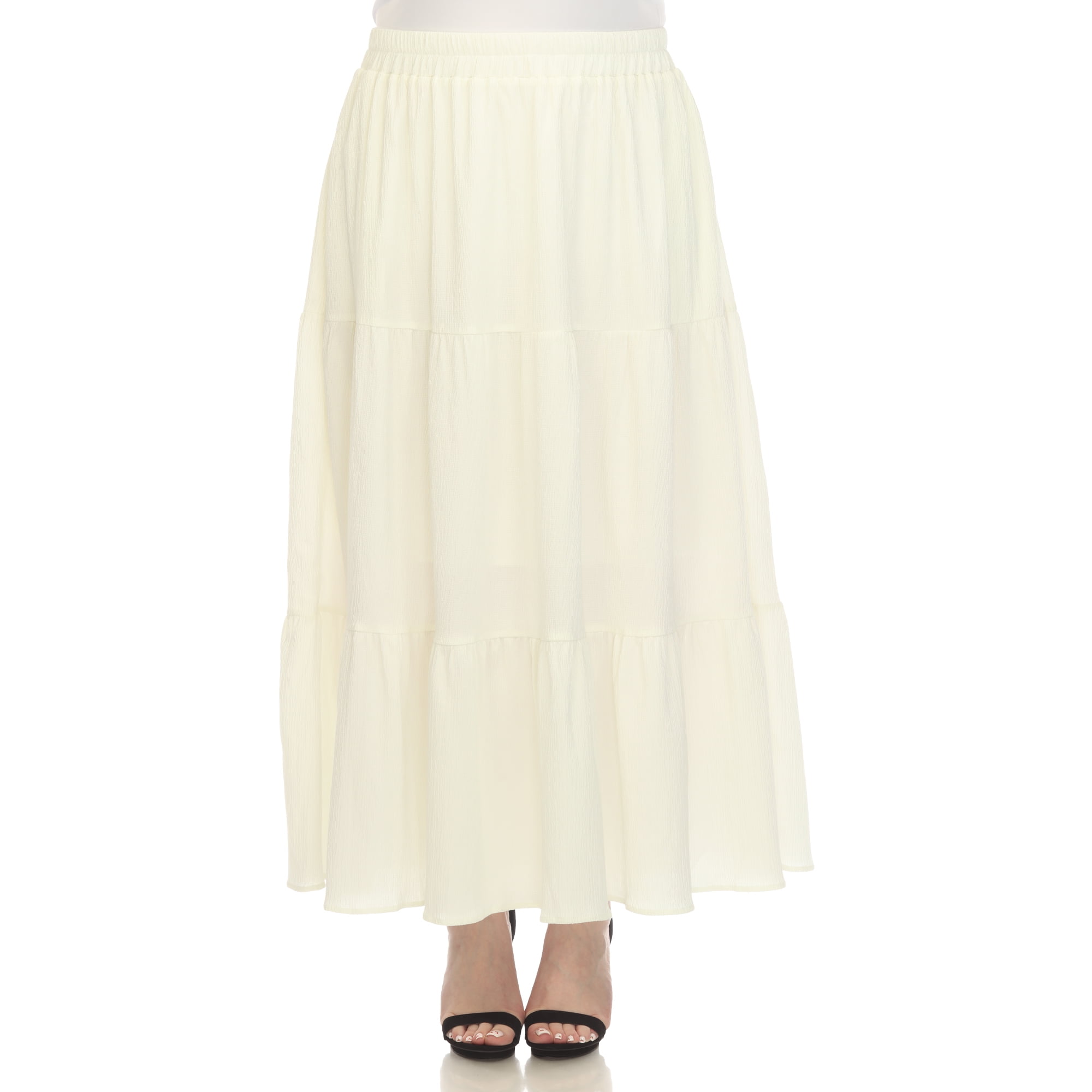 White Mark Women's Pleated Tiered Maxi Skirt Walmart Business