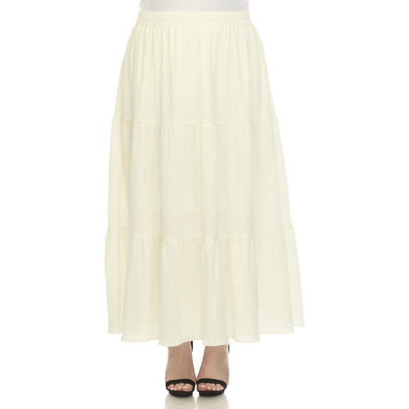 White Mark Women's Pleated Tiered Maxi Skirt