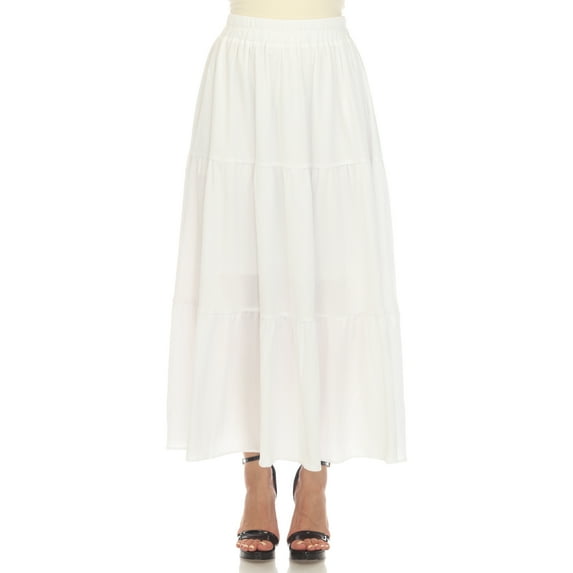 White Mark Women's Pleated Tiered Maxi Skirt