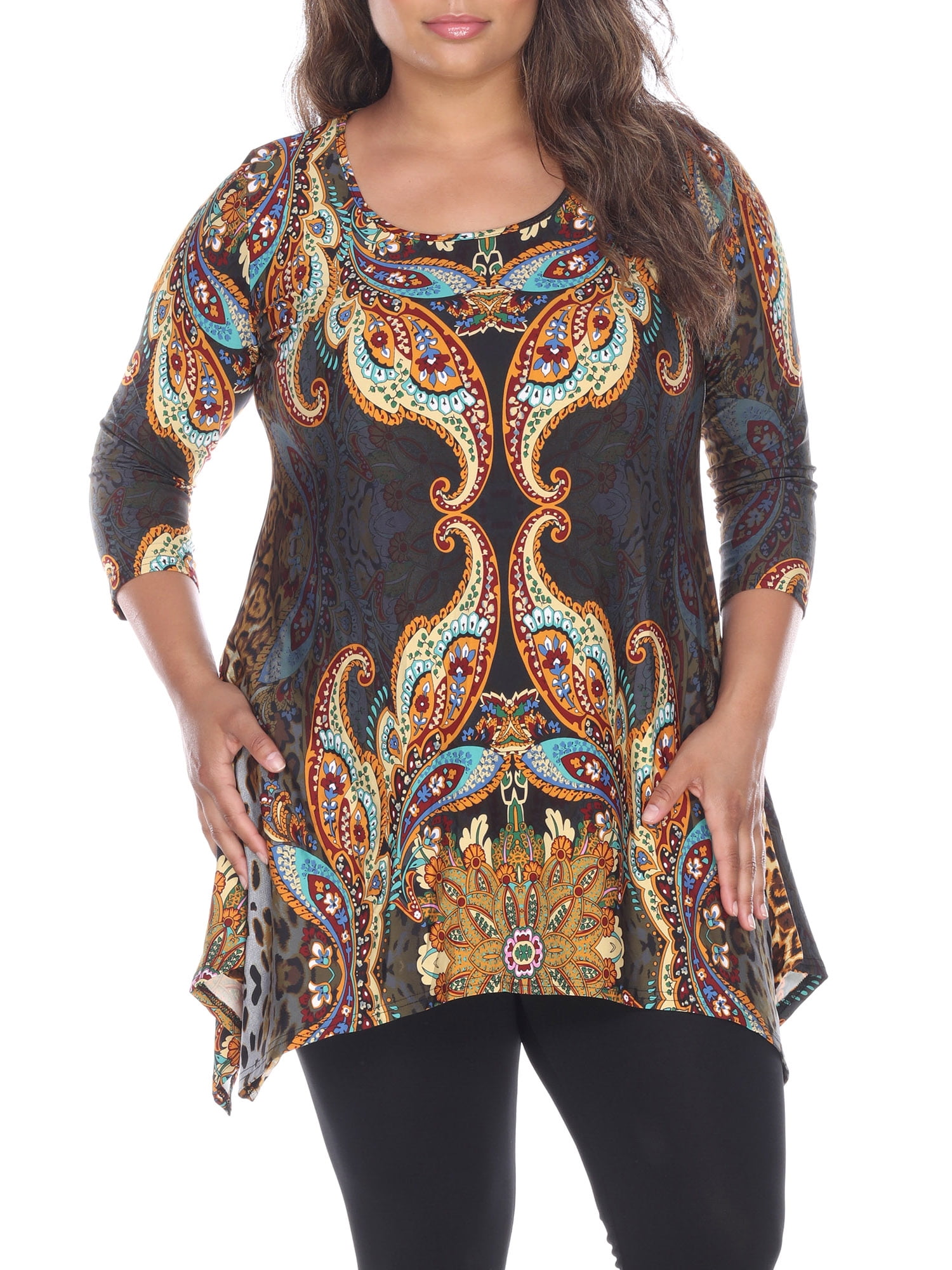 White Mark Women's Plus Marlene Tunic Top