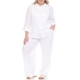thumbnail image 1 of White Mark Women's Plus Size 2-Piece Oversize Long Sleeve Button Down Cotton Linen Gauze Lounge Beach Set, 1 of 7