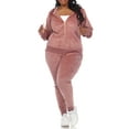 thumbnail image 1 of White Mark Women's Plus Size 2 Piece Rhinestone Velour Tracksuit Set, 1 of 5
