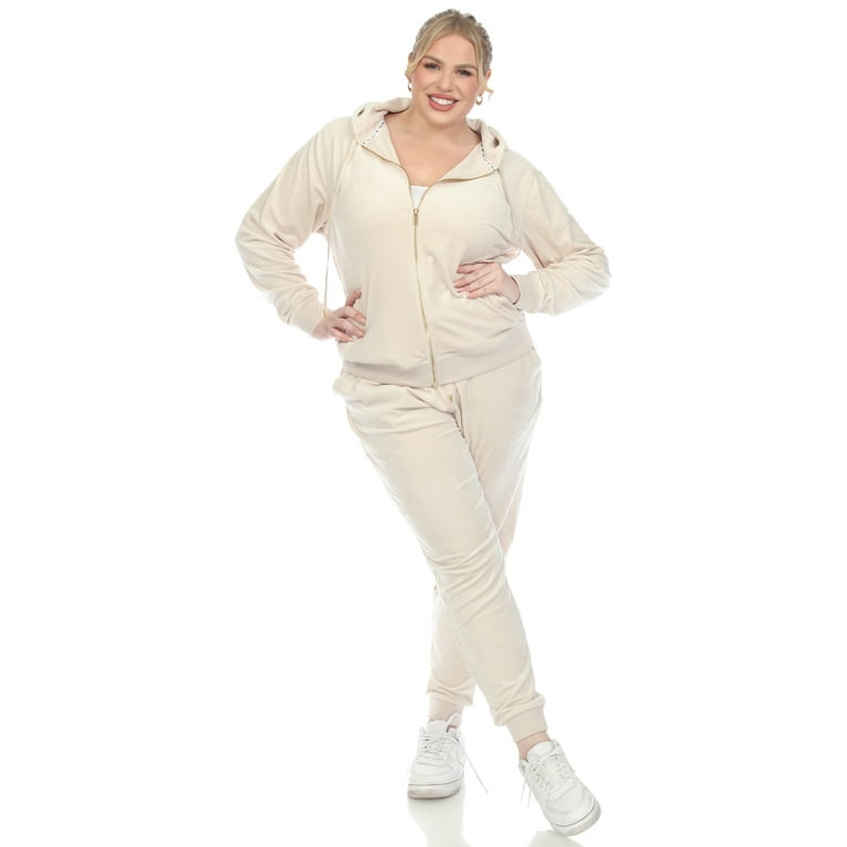 White Mark Women s Plus Size 2 Piece Velour Tracksuit Set