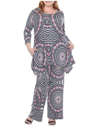 KIHOUT Clearance Women's Casual Printed Elastic Waist Tunic Cropped Lantern  Pants 