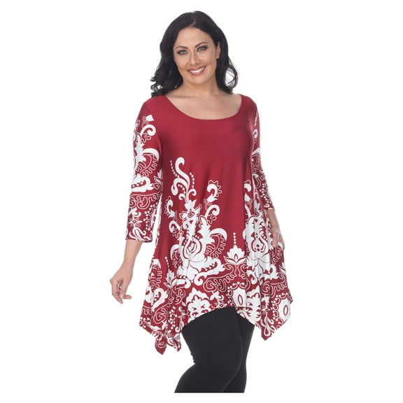 White Mark Women's Plus Size 3/4 Sleeve Yanette Tunic Top