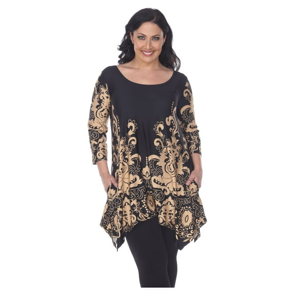 White Mark Women's Plus Size 3/4 Sleeve Yanette Tunic Top