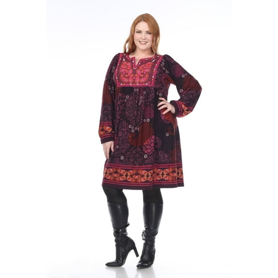 White Mark Women's Plus Size Apolline Embroidered Sweater Dress