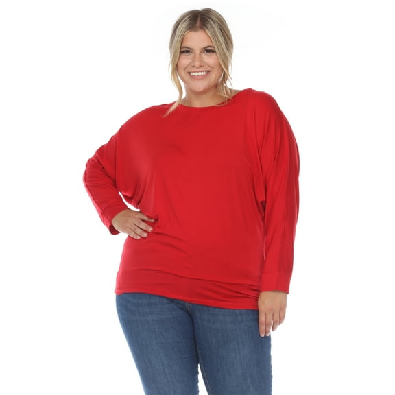 White Mark Women's Plus Size Banded Dolman Top