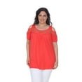 thumbnail image 1 of White Mark Women's Plus Size Bexley Lace Cold Shoulder Tunic Top, 1 of 4