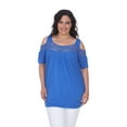 thumbnail image 1 of White Mark Women's Plus Size Bexley Lace Cold Shoulder Tunic Top, 1 of 5