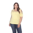 thumbnail image 1 of White Mark Women's Plus Size Bexley Lace Cold Shoulder Tunic Top, 1 of 4