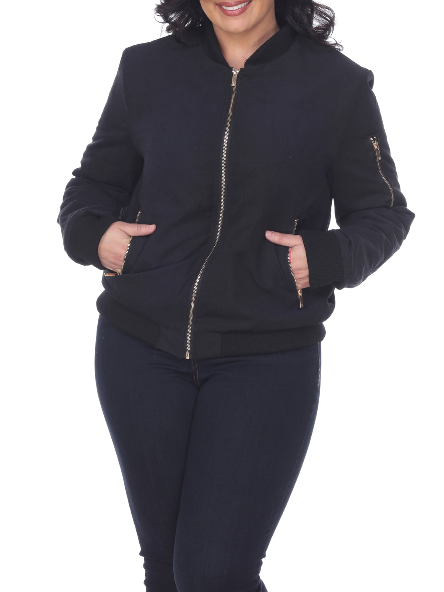 White Mark Women's Plus Size Bomber Jacket