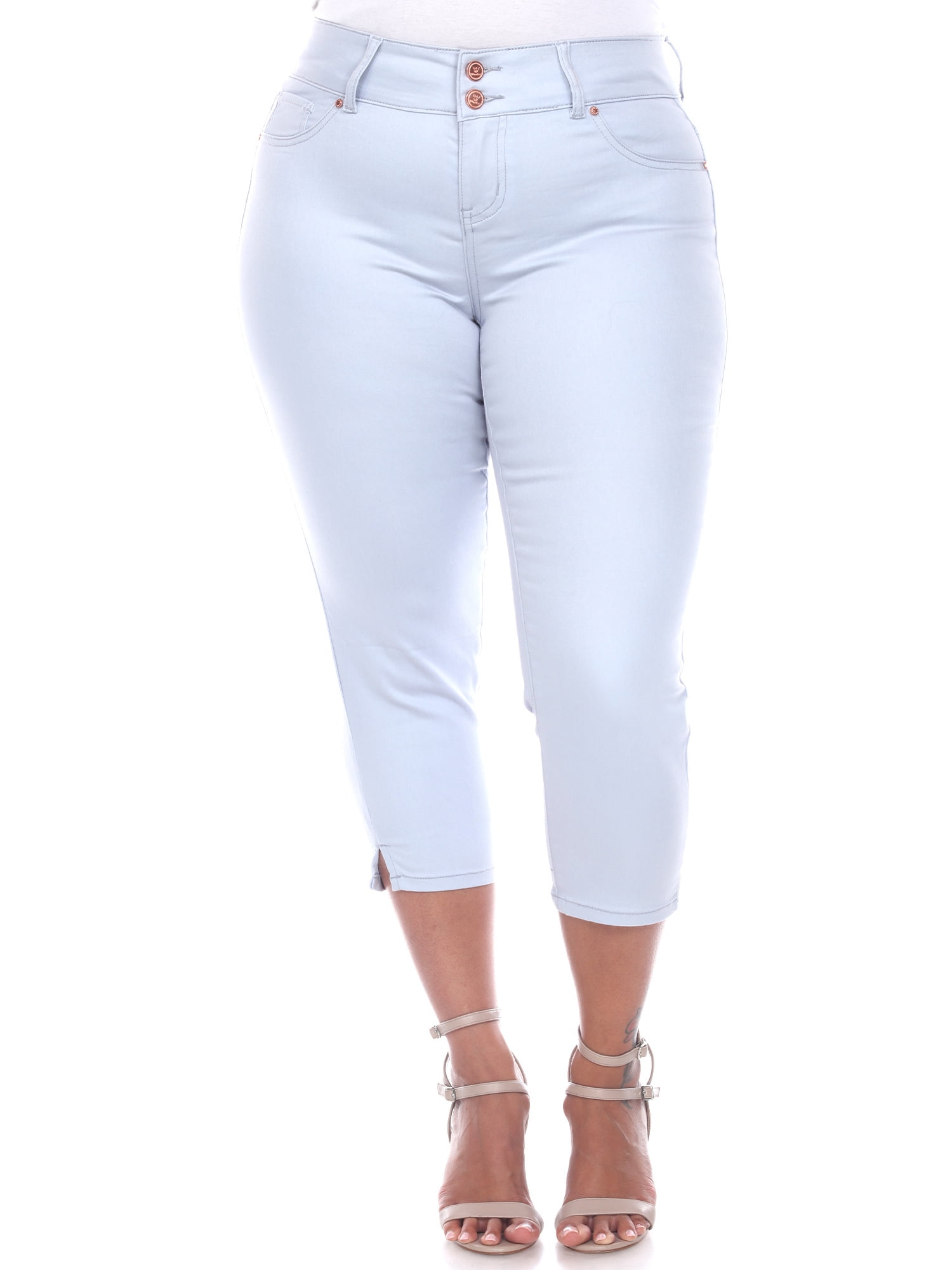 White Mark Women's Plus Size Capri Jeans