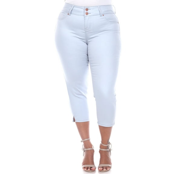 White Mark Women's Plus Size Capri Jeans