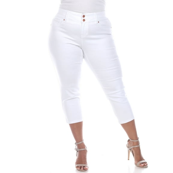 White Mark Women's Plus Size Capri Jeans
