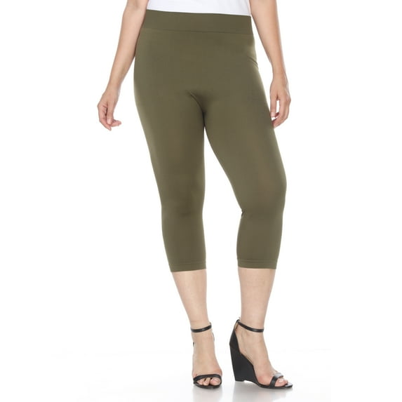 White Mark Women's Plus Size Casual Capri Leggings