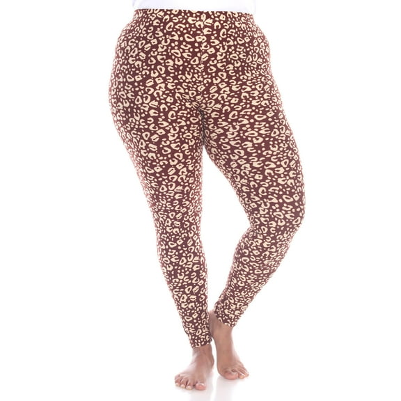 White Mark Women's Plus Size Casual Leopard Print Leggings