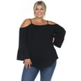 thumbnail image 1 of White Mark Women's Plus Size Cold Shoulder Ruffle Sleeve Top, 1 of 5