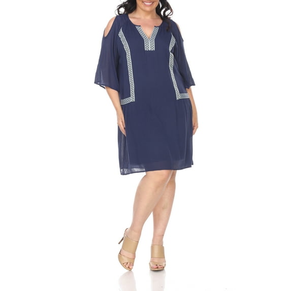 White Mark Women's Plus Size Cold Shoulder Short Dress