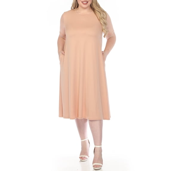 White Mark Women's Plus Size Crew Neck T-Shirt Dress