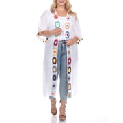 White Mark Womens Plus Size Crochet Kimono