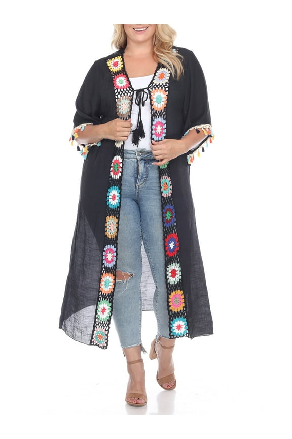 Women's Plus Size Crochet Kimono