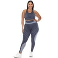 thumbnail image 1 of White Mark Women's Plus Size Cut Out Back Mesh Sports Bra & Leggings Activewear Set, 1 of 5