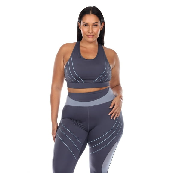 Plus Size Cut Out Back Mesh Sports Bra Color: Blue Size: 1X