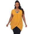 thumbnail image 1 of White Mark Women's Plus Size Embellished Short Sleeve Tunic Top, 1 of 5