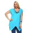 thumbnail image 1 of White Mark Women's Plus Size Embellished Short Sleeve Tunic Top, 1 of 5
