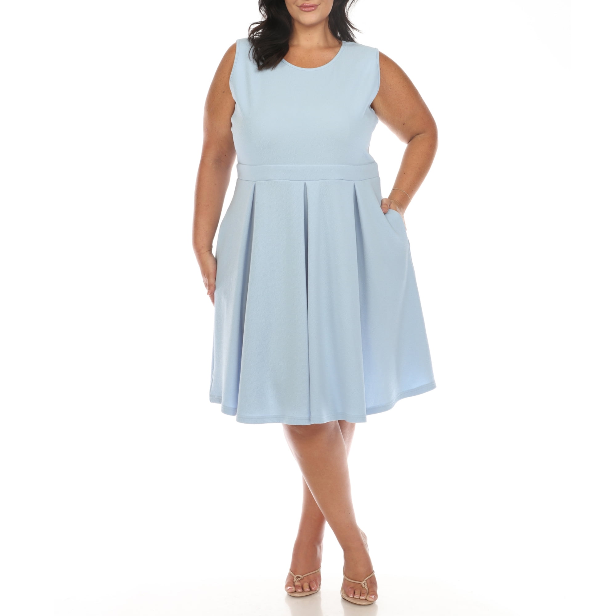 White Mark Women's Plus Size Fit and Flare Skater Dress - Walmart.com