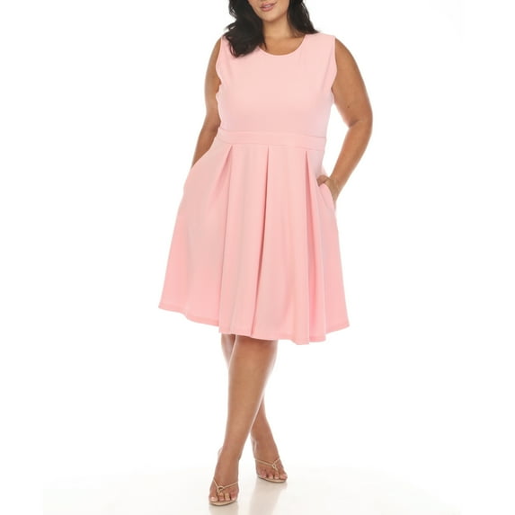 White Mark Women's Plus Size Fit and Flare Skater Dress