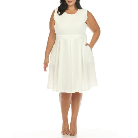 White Mark Women's Plus Size Fit and Flare Skater Dress