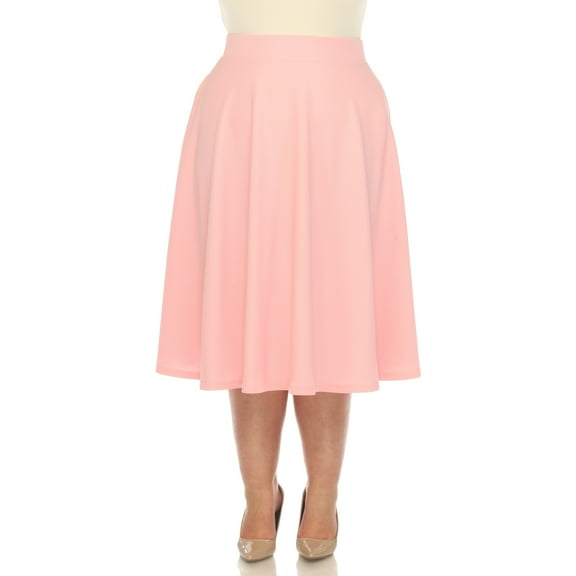 White Mark Women's Plus Size Flared Midi Skirt