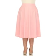 White Mark Womens Plus Size Flared Midi Skirt