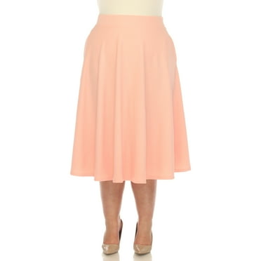 White Mark Women's Plus Size Flared Midi Skirt