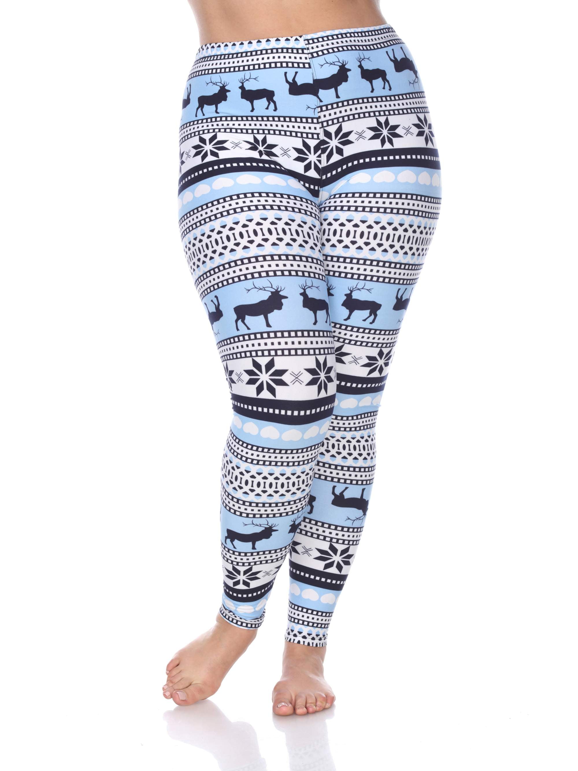 White Mark Women's Plus Size Holiday Printed Leggings 