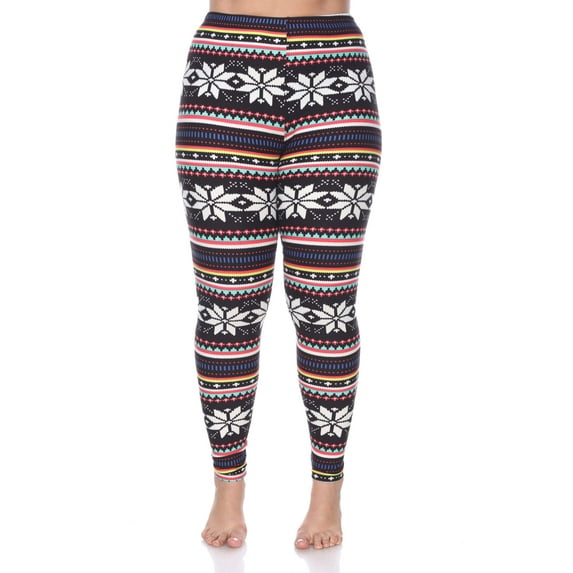 White Mark Women's Plus Size Holiday Printed Leggings