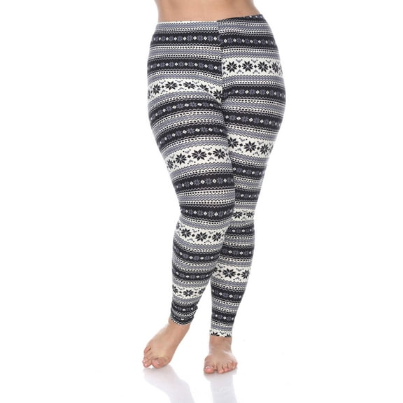 White Mark Women's Plus Size Holiday Printed Leggings