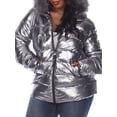 thumbnail image 1 of White Mark Women's Plus Size Hooded Metallic Puffer Coat, 1 of 5