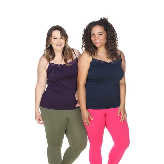 White Mark Women's Plus Size Lace Tank Tops (Pack of 2)