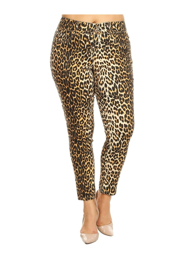 Women's Plus Size Leopard Print Denim Jeans